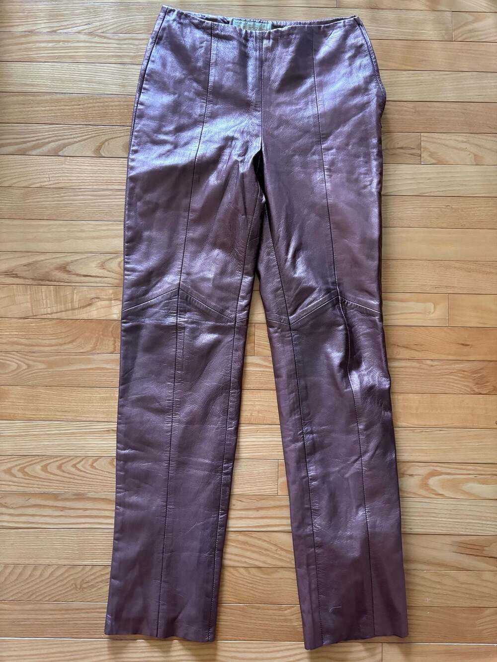 Margaret Godfrey Vintage Metallic Purple Leather Straight Leg Pants